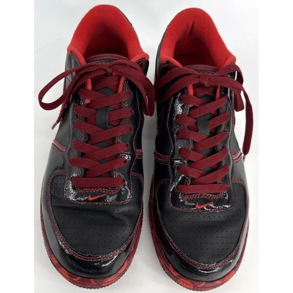 Nike Air Force 1 Low Men's 8.5 Black Red Swirl Midsole 2007 Y2K Retro